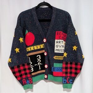 Playful School Cardigan Handmade Perfect For Any Teacher